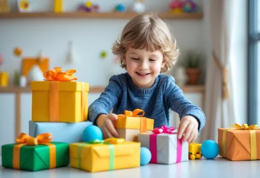 Farverigt og inspirerende billede af gaver til 10-årige, uden tekst, til brug på gave-til-10-årig.dk.